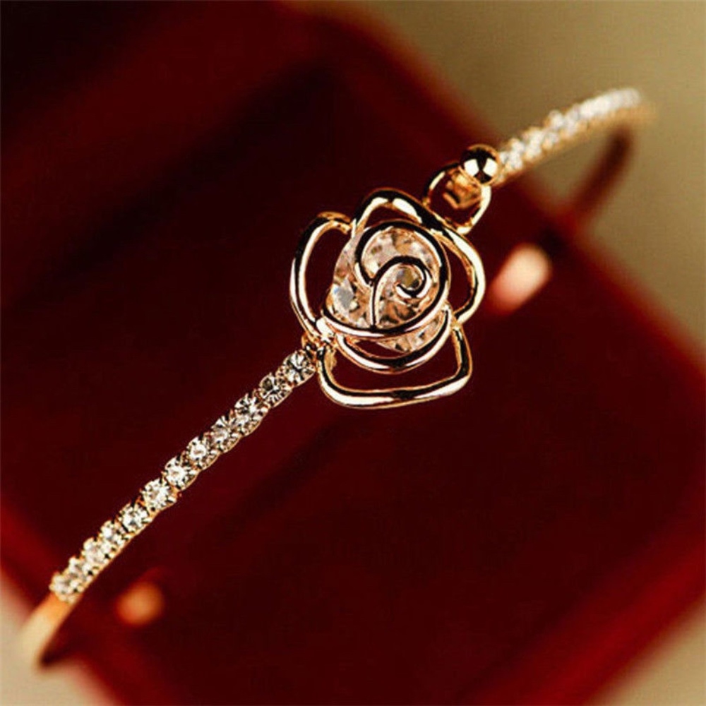 'Rose Formation' Rhinestone Bangle Bracelet - Picture 3 of 4